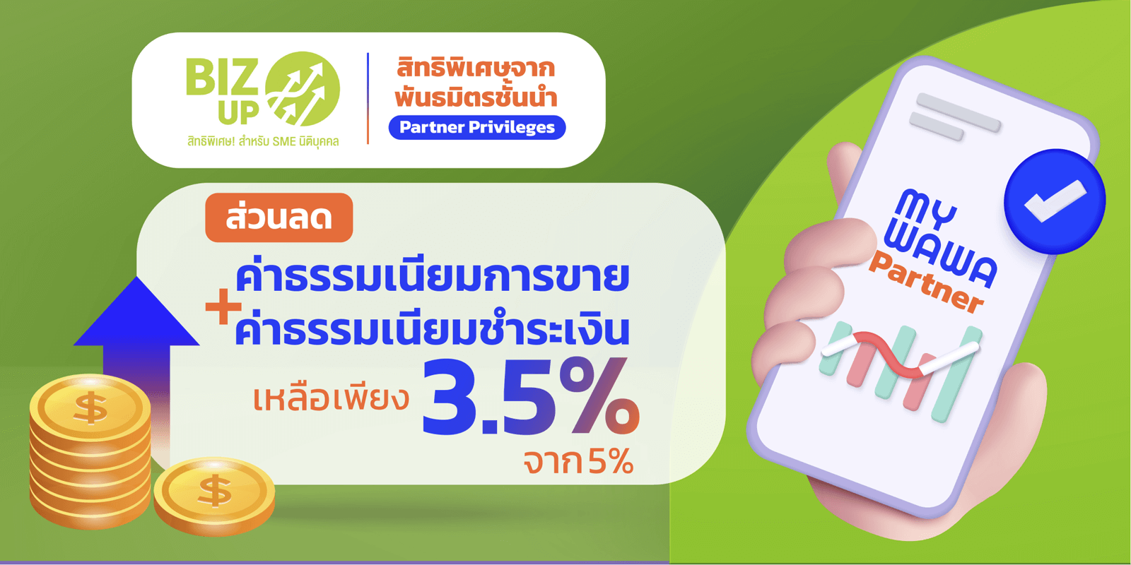 สิทธิพิเศษจากพันธมิครชั้นนำ ส่วนลดค่าธรรมเนียมการขาย และ ค่าธรรมเนียมชำระเงิน 3.5% จาก 5%